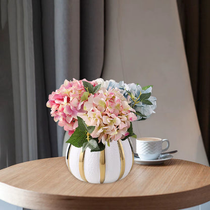 Light Luxury Vase Decoration Ceramic Vase White Gold Painted Ceramic Flower Pot Tabletop Vase for Wedding Dining Room
